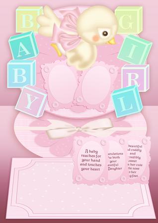 Baby Girl Easel Greeting Card with Envelope