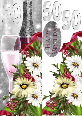 50th Birthday Greeting Card Front with Champagne