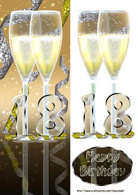 18th Birthday Card Front with Champagne Glasses