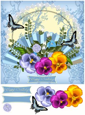 Floral Moc Willow Pattern Birthday Greeting Card