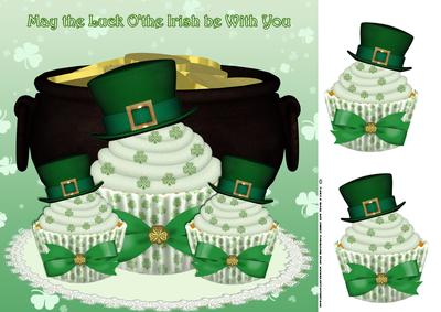 St. Patrick's Day Greeting Card Front with Cake