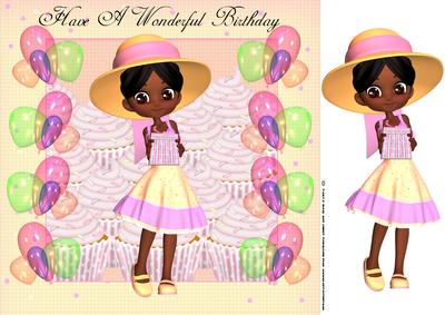 Dark Skinned Little Cutie Girl Wishing You Happy Birthday