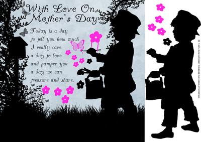 Silhouette Mother's Day Card Front with Words
