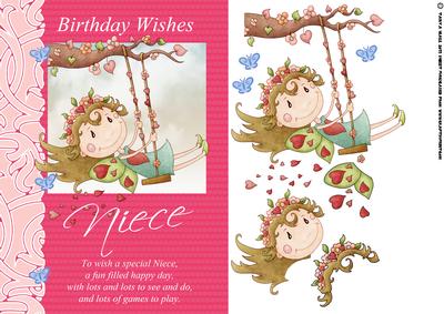 Niece Fairy Birthday Card Front with Elements