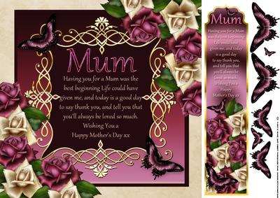 Mother's Day Rose Card and Small Bookmark