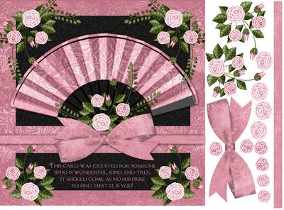 Fan and Rose Greeting Card Front
