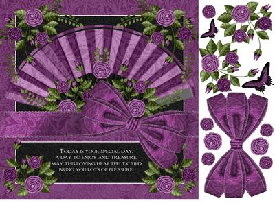 Rose and Fan Greeting Card Front