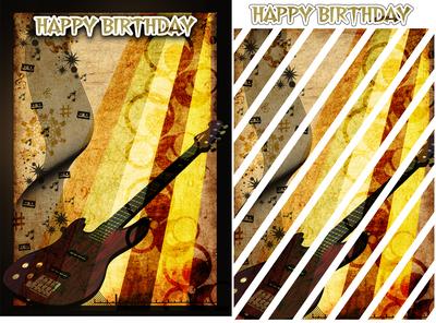 Guitar Birthday Greeting Card in Grunge