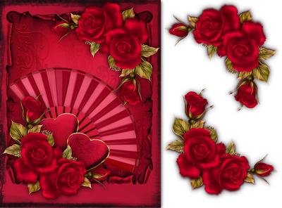Red Rose and Two Hearts Mother's Day or Birthday Card