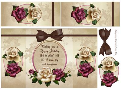 Gate Fold Birthday Greeting Card with Roses