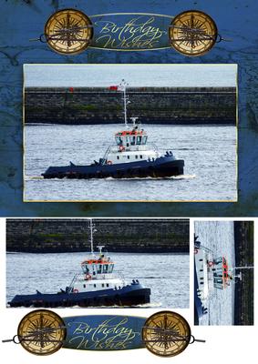 Birthday Greeting Card Front with Boat
