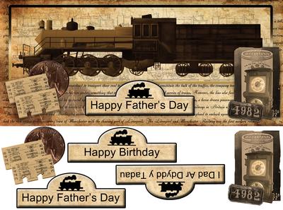 Vintage Looking Father's Day Train Card Front