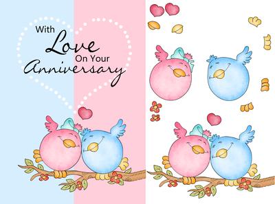 Cute Anniversary Card with Love Birds
