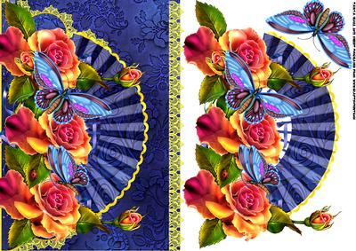 Floral Rose and Butterfly Birthday Card Front