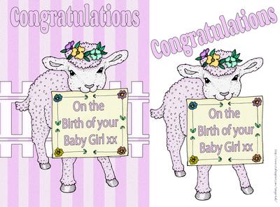 Baby Girl Little Lamb Greeting Card Front