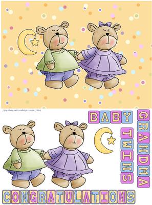 Baby Twins Greeting Card Front