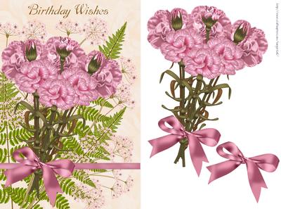 Carnation Birthday Greeting Card Front