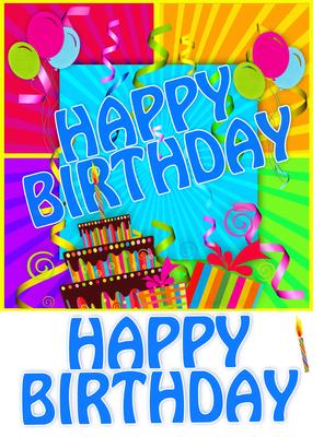 Birthday Greeting Card Front with Bright Colors