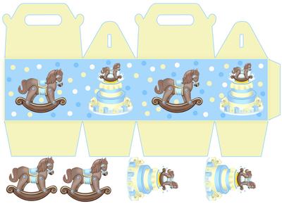 Gift Box New Baby Boy with Rocking Horse