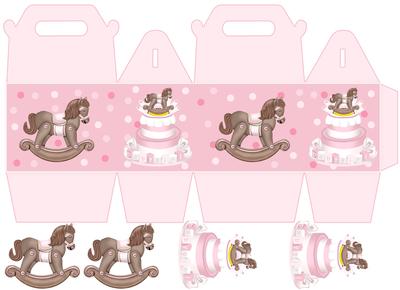 Baby Girl Gift Box with Rocking Horse and Cake