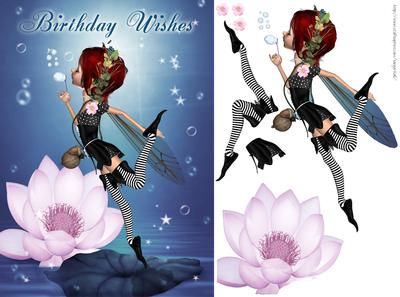 Fairy Blowing Bubbles Birthday Card Front