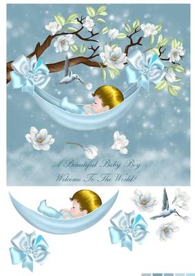 Baby Boy Greeting Card Front with Humming Bird