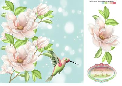 Humming Bird and Flower Birthday Card Front