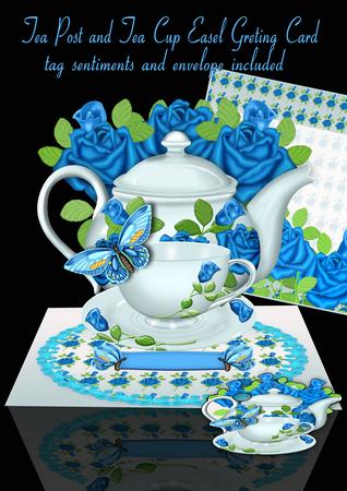 Birthday Tea Easel Greeting Card and Envelope