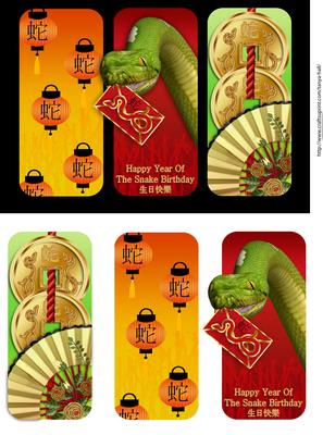 Year of the Snake Oriental Chinese Birthday Card