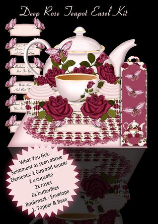Deep Rose Tea and Cupcake Easel Kit