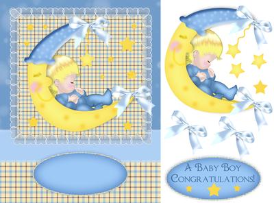 Baby Boy Quick Card Front with Moon