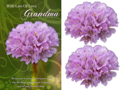 Grandma Birthday Card with Pink Pom Pom Flower