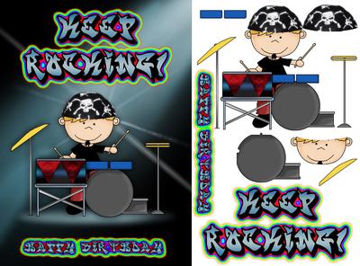 Drummer Birthday Card Quick Front