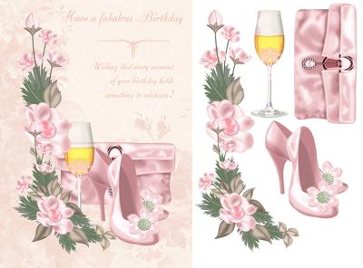 Handbag, Shoes and Flowers Birthday Card Front
