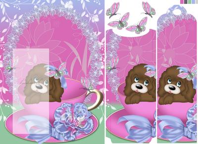 Puppy in a Tea Cup, Bookmark Greeting Quick Card