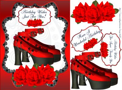 Sexy Red Shoe Stylish Birthday Quick Card