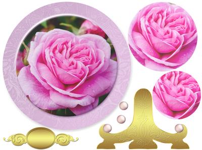 Pink Rose Birthday or Other Plate and Stand