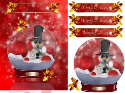 Fluffy Snowman Christmas Greeting Card