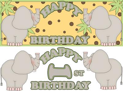 1st Birthday Card Safari Elephants
