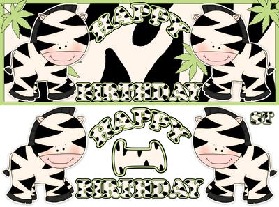 Zebra Jungle Birthday Card 1+