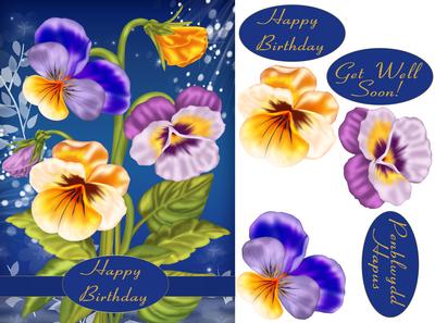 Pansy Birthday Greeting Quick Card