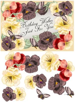 Pansy and Butterfly Birthday Quick Card