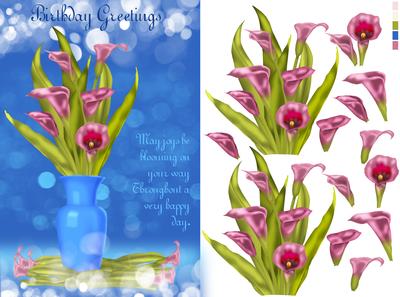 Floral Vase Lily Birthday Quick Card