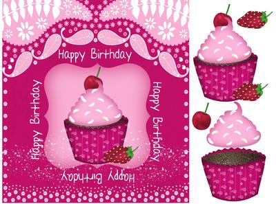 Cupcake Birthday Greeting Card Front
