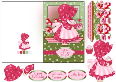 Cute Little Garden Bonnet Girl Quick Card