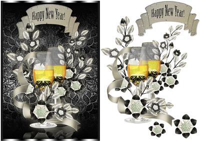 Stylish New Year Greeting Card Front