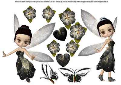 Cute Fairy Clip Art with Flowers