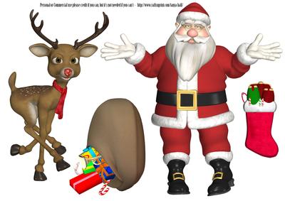 Santa and Reindeer Clipart