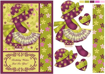 Cute Summer Bonnet Girl Quick Card