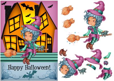 Cute Little Witch Halloween Quick Card